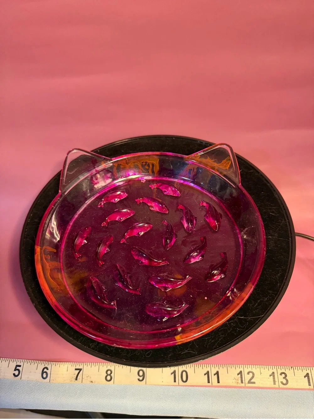 Pink Iridescent Cat-Shaped Dish